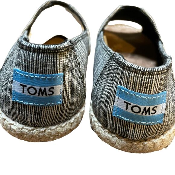 TOMS Shoes Women’s Size 5 Alpargata Open Toe Slip On Black White Flats Casual - Picture 5 of 6